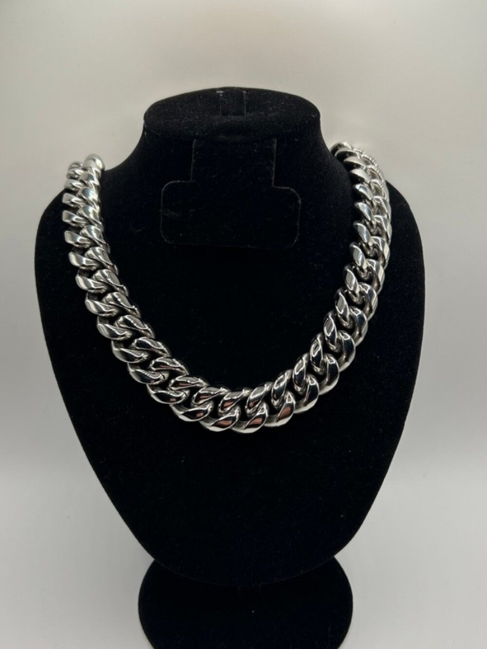 Miami Cuban Link Chain Real Silver 18mm 20 Inch Plated Stainless Steel Mens New